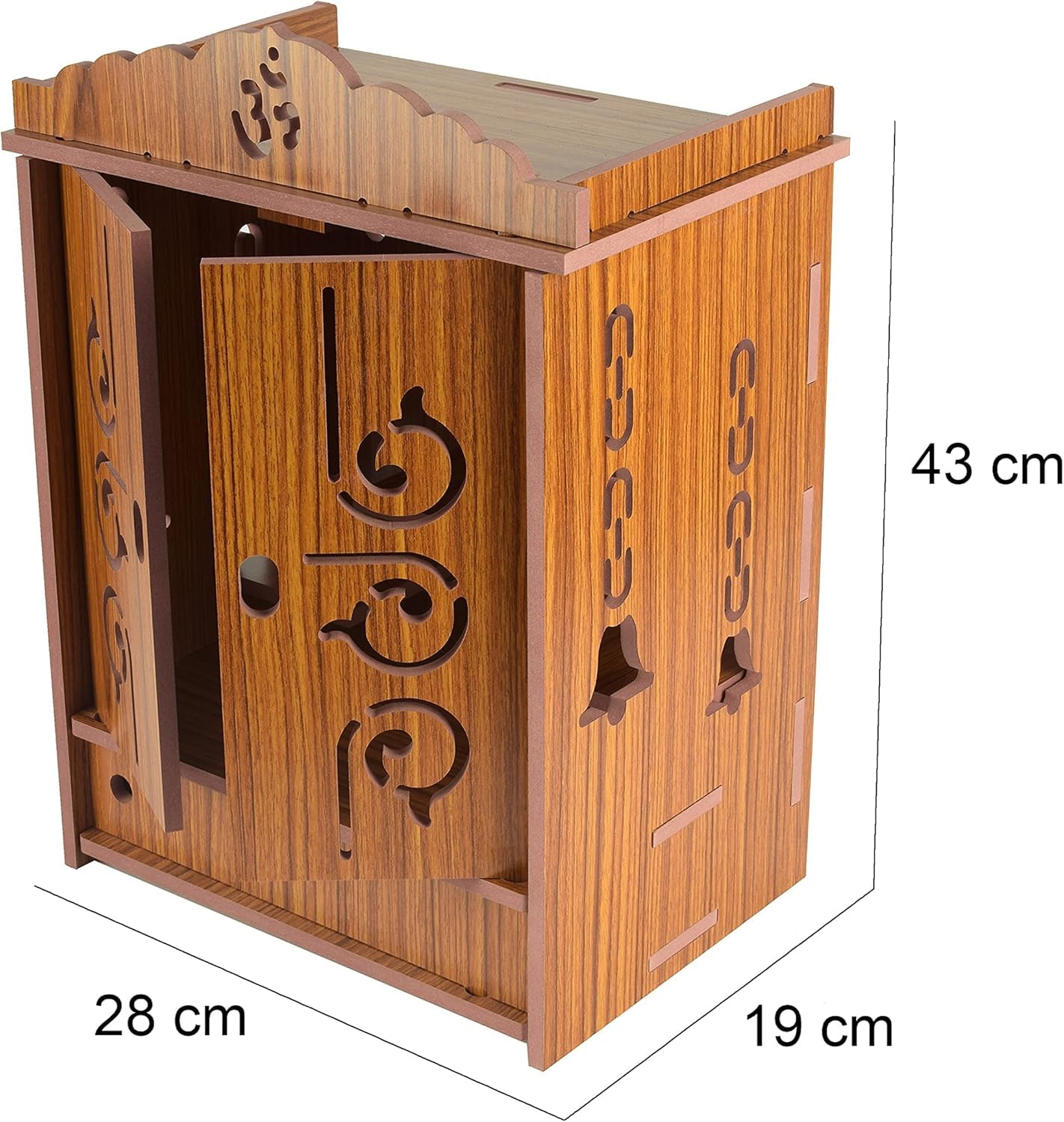 Webelkart Tempio in legno realizzato a mano con porte e scatola portaoggetti | Pooja Mandir da appendere alla parete per casa e ufficio | Spazioso design Puja Ghar – 71,1 cm di altezza