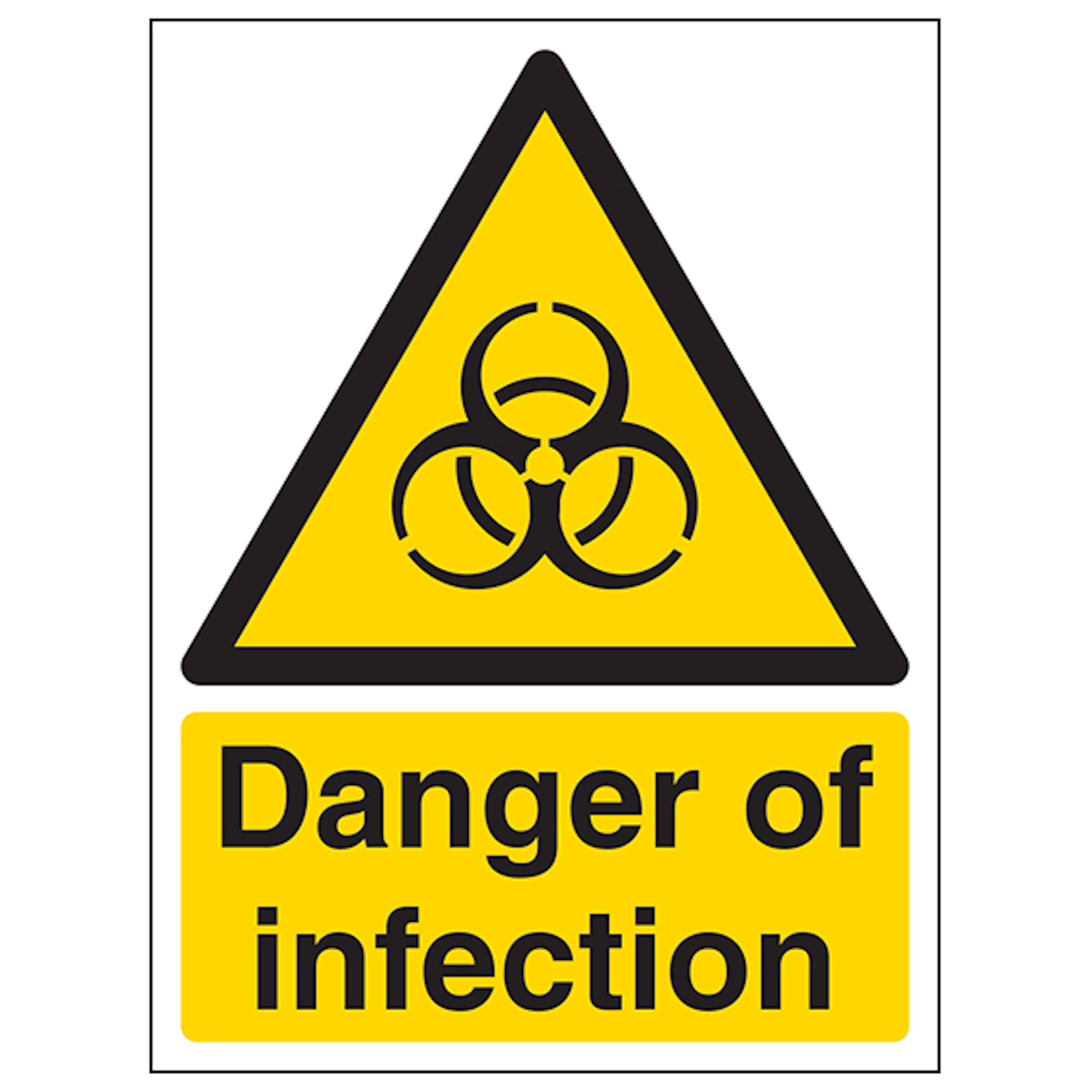 V Safety Danger Of Infection - Portrait 150 x 200 mm - Glow In The Dark 1mm Rigid Plastic Safety Sign