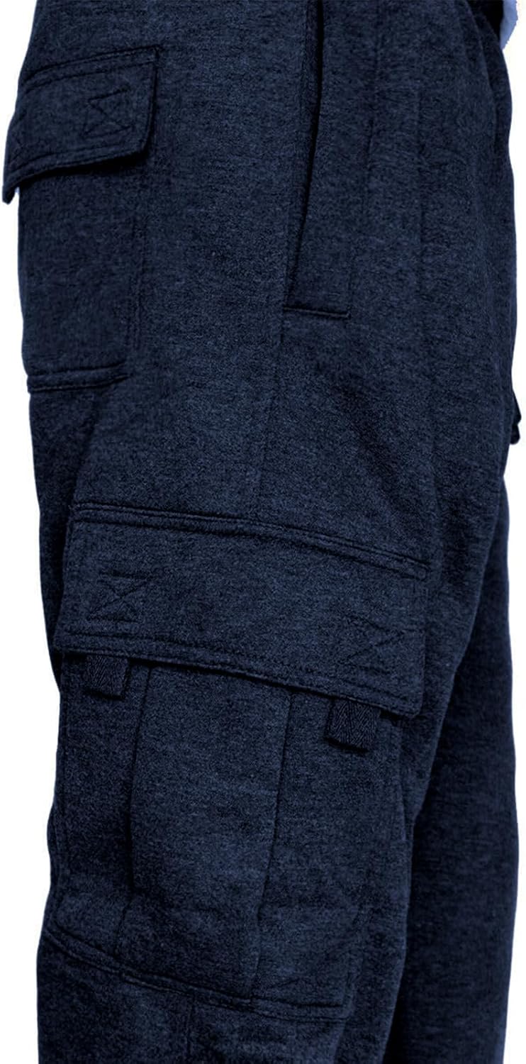 Men's Cargo Sweatpants Open Bottom Fleece Hiking Jogger Cargo Sweatpants for Men with Pockets - Image 4