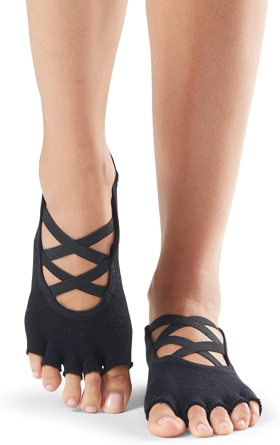 toesox Elle Half Toe Grip Socks – Non-Slip Grip Sole for Yoga, Pilates, Gym - Non Skid Open Toe Socks for Women