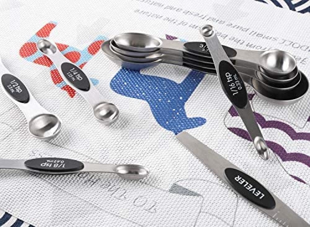YXSH Juego De Cucharas Medidoras Magnéticas Cucharadita De Acero Inoxidable De Doble Cara para Medir Ingredientes Secos Y Líquidos
