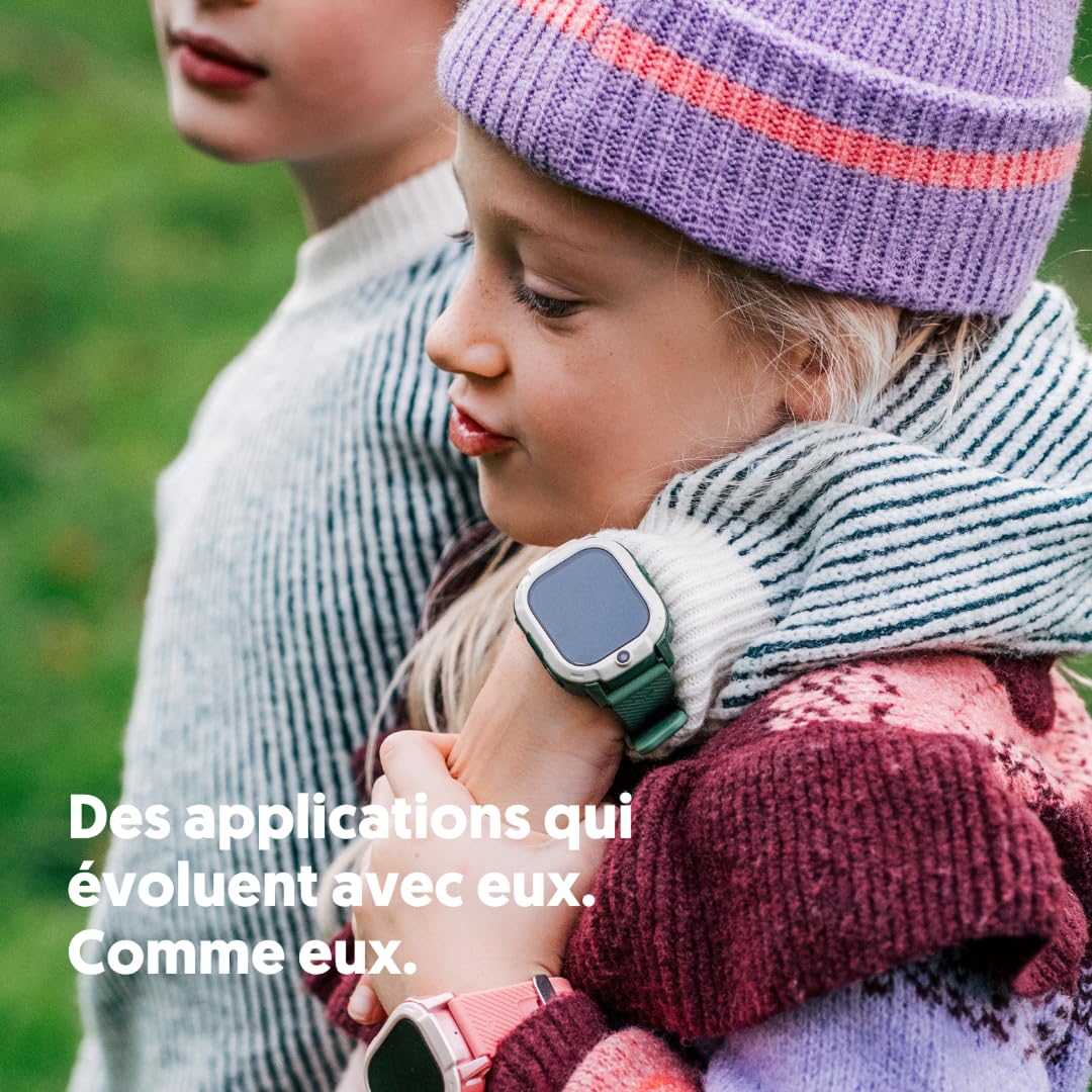 Rebel Cactus Montre Connectée Enfant Vert - Montre Enfant GPS avec Appel et Carte SIM, Grande Mémoire, Limite de Temps Réglable, Fonds d’Écran Personnalisables, étanche IP67