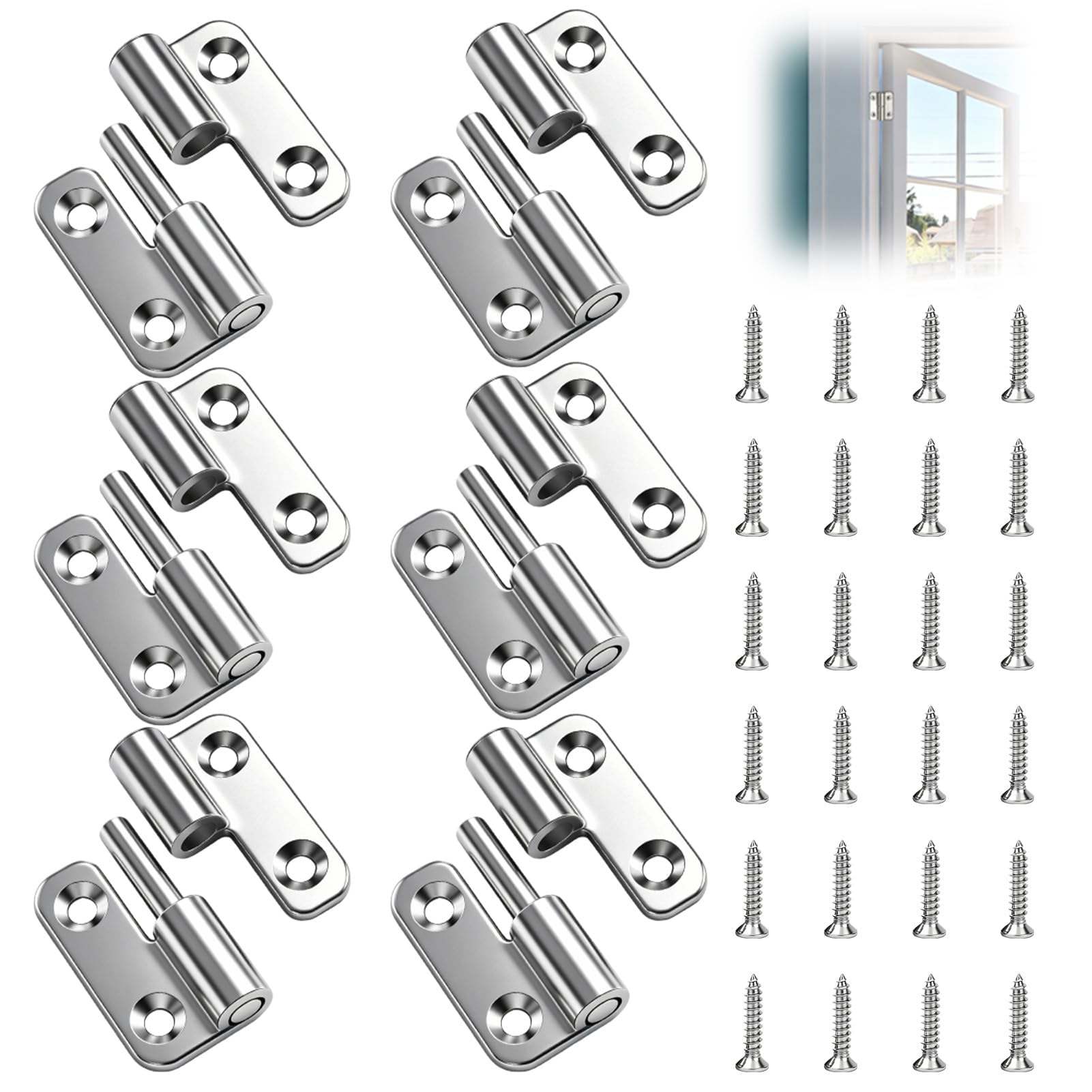 6pcs Lift Off Door Hinges 1.5 Inch 304 Stainless Steel Detachable Hinges