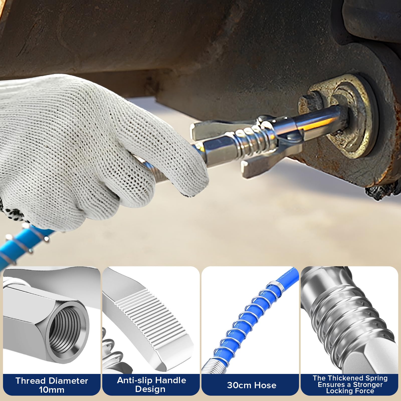 Seconero 272 Pièces Assortiment de Graisseur M6 M8 M10 avec Couvercle, Droit Graisse Raccord 45° 90° 180°, Raccord de Pistolet à Graisse Coupleur avec Tuyau de 30cm, Mamelon de Graisse Hydraulique - 3
