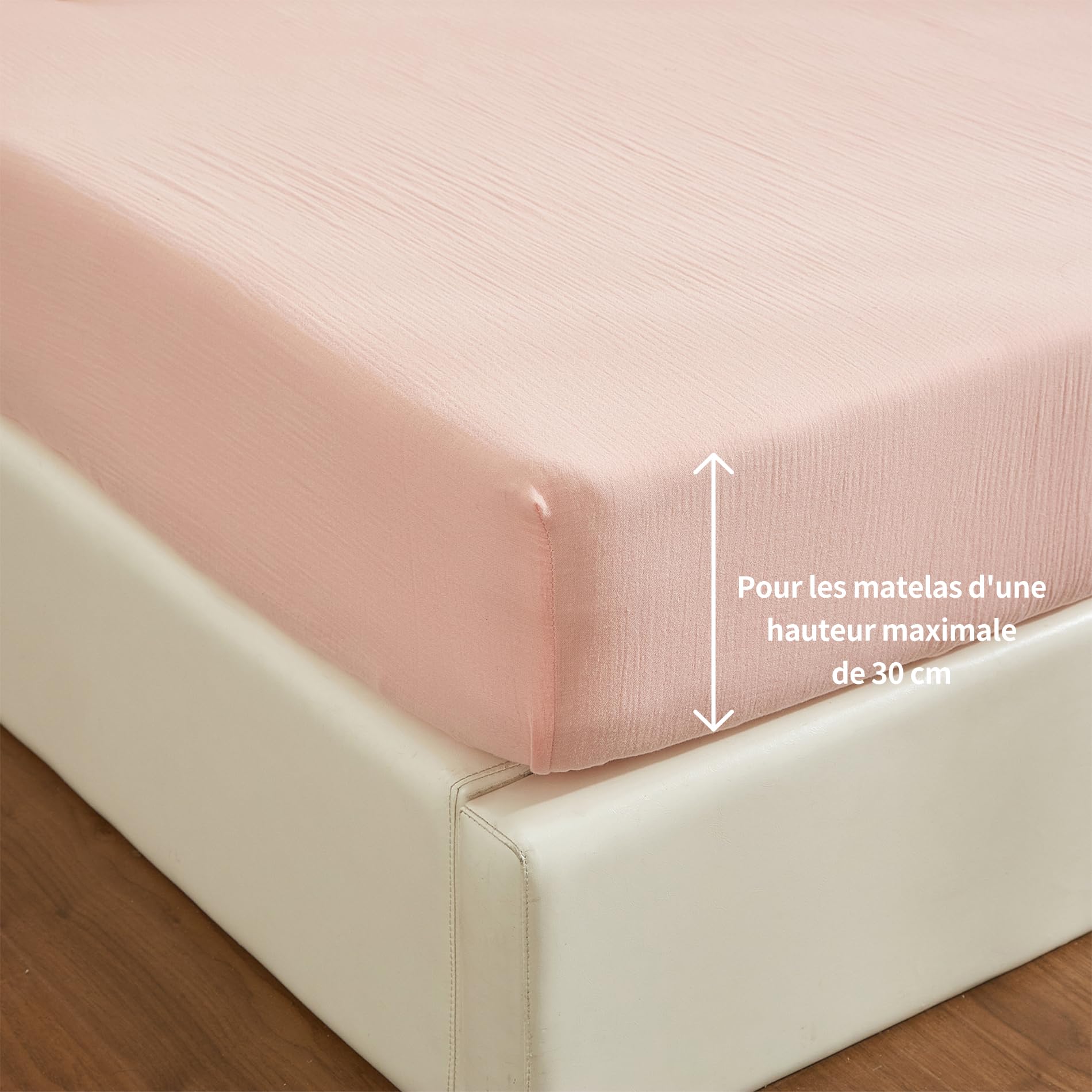 Drap Housse 140x190 Coton Rose Bonnet 30 cm Drap Housse 140x190 Double en Gaze de Coton Super Doux Confortable Respirant Drap de lit pour Matelas Épais, Certifié Oeko-Tex