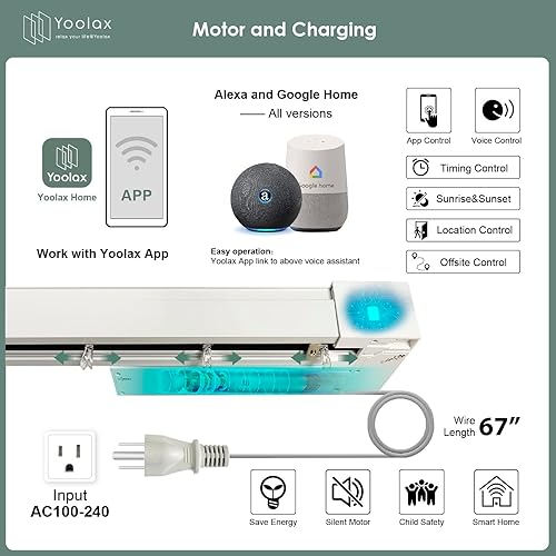 Miniatura 4 de Yoolax Persiana vertical motorizada funciona con Alexa, persianas inteligentes de filtrado de luz con control remoto, tamaño personalizado, persiana