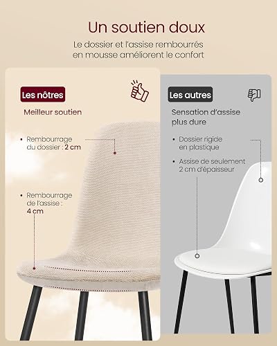 VASAGLE Dining Chair Set of 4, Upholstered Chair, Metal Legs, Adjustable Feet, Easy-Care, Chenille Fabric, PU with Glacier-Inspired Pattern - 6