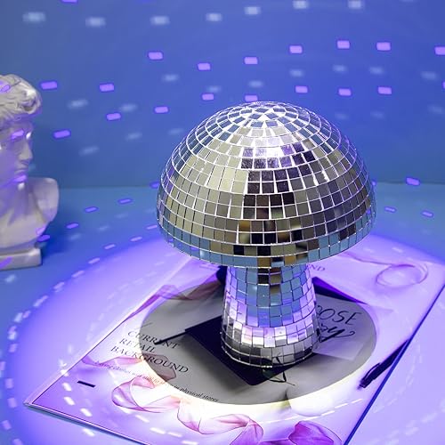 Miniatura 4 de Bola de discoteca de hongo plateado, bola reflectante de espejo de discoteca, luces de bola de discoteca de 4.8 pulgadas para fiestas inolvidables