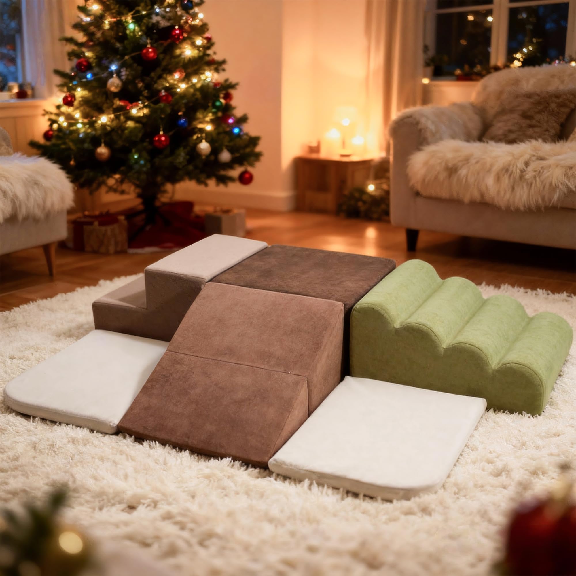 BanaSuper 6-Piece Kids Climbing Foam Blocks Playset - Soft Indoor Activity Toys for Toddlers, Gross Motor Development and Coordination (Grey)