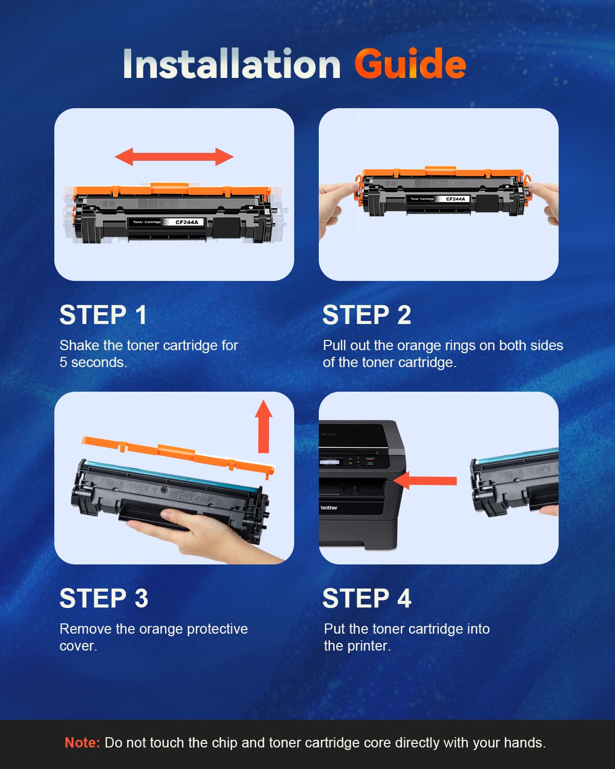 Toner 44A CF244A Compatibile per HP 44A CF244A toner cartridge per HP Laserjet Pro M15a M15w MFP M28a M28w (1 Nero )