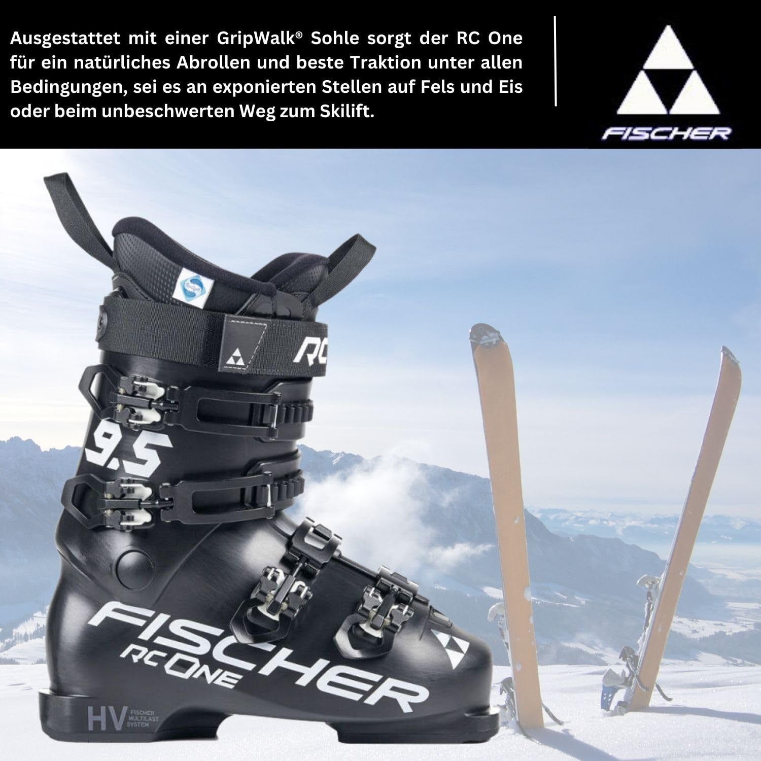 Fischer Damen Skischuhe Skistiefel Alpinskischuhe Alpin-Skistiefel Alpinstiefel für Frauen RC One 9.5 - Flex 95 - GripWalk - Allmountain - für Anfänger und fortgeschrittene Fahrer