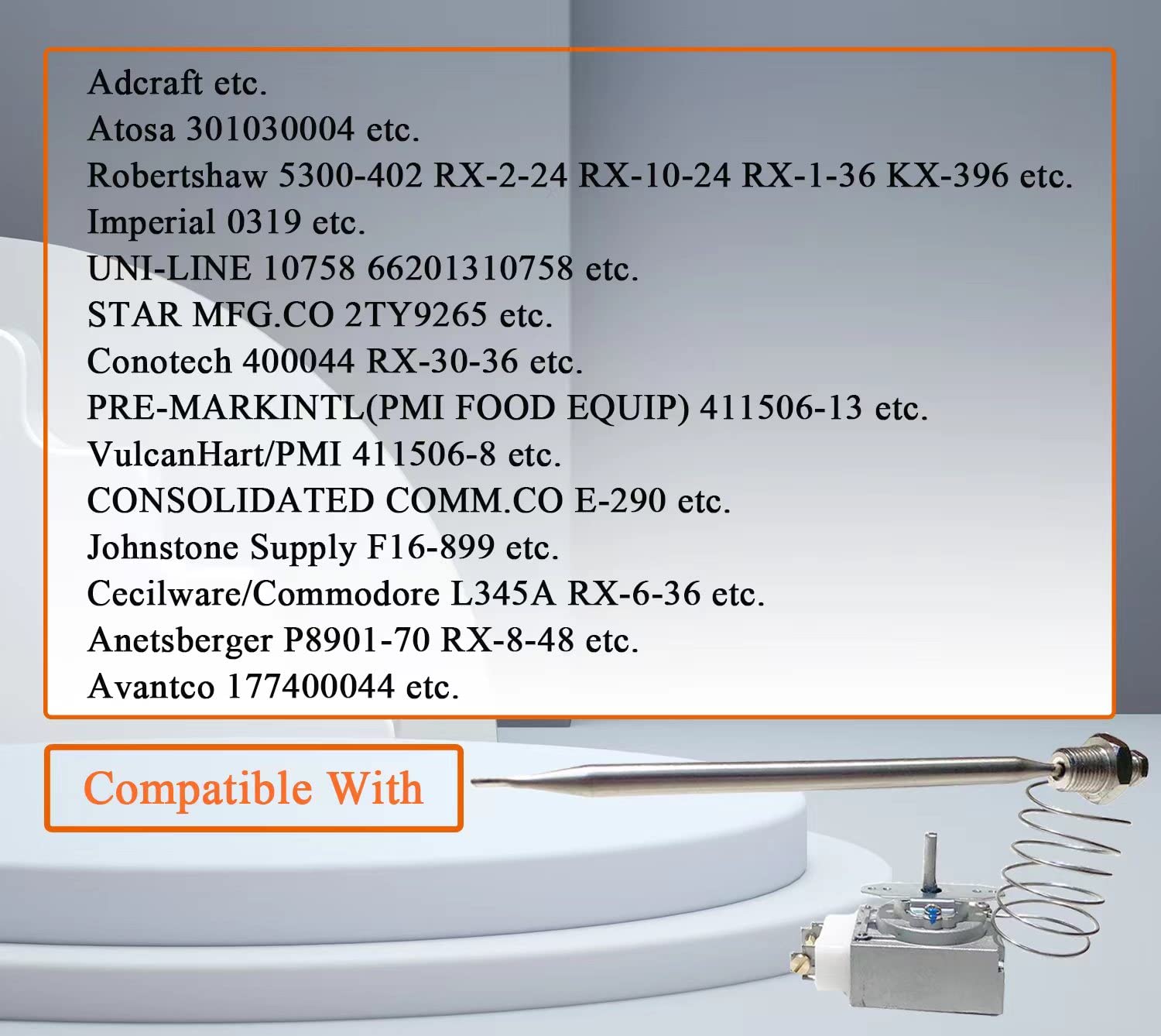 RX-2-24 Termostato para freidora (con perilla), caja de cosas Mpt de 3/8 pulgadas, RX-10-24 RX-2-30 termostato de milivoltios 00-913153 compatible con Adcraft RX-2-24, Atosa 301030004, Robertshaw 5300
