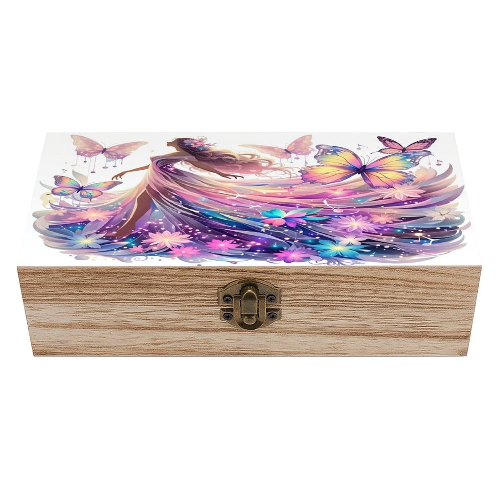 asbwuo Star ButterflyVintage Wooden Keepsake Box
