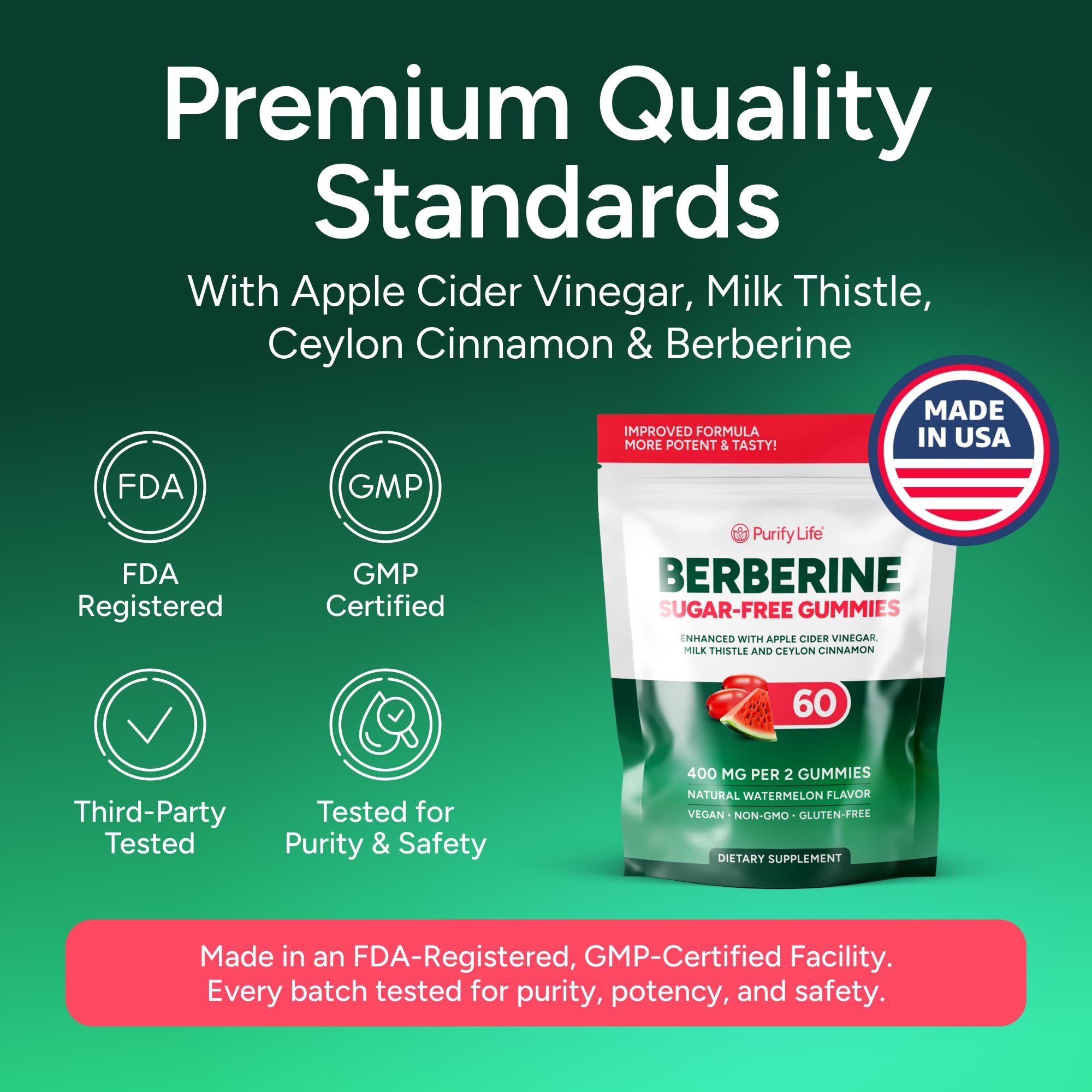 Keto Berberine Complex Gummies (Sugar-Free) w Ceylon Cinnamon, Milk Thistle, ACV [AMPK Metabolic Activator] Berberine Supplement for Metabolism, Gut Health, Fasting, Natural Energy - 3rd Party Tested