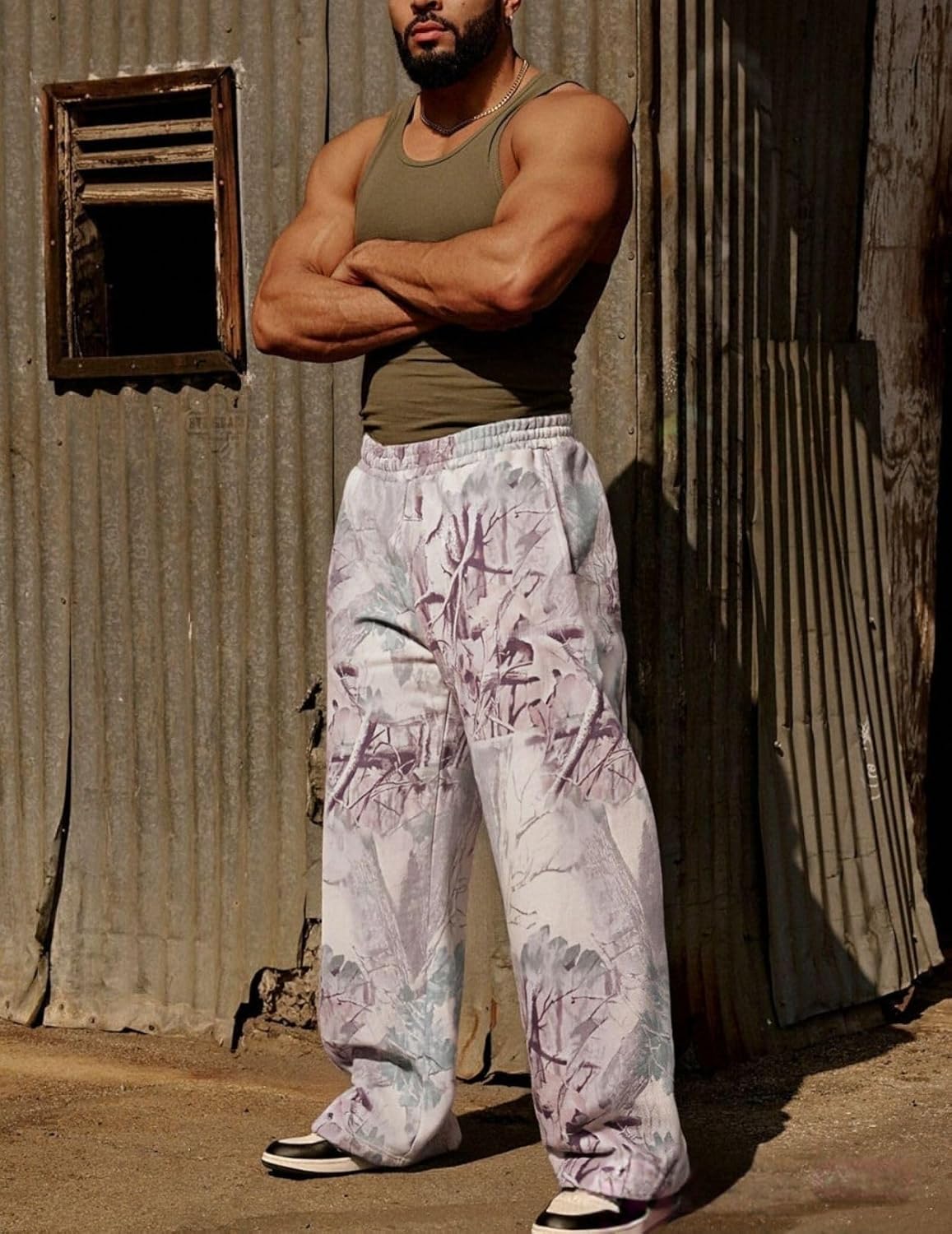 Mens Baggy Camo Pants Camouflage Sweatpants with Pockets,Camo Cargo Joggers for Gym Workout & Hiking - Image 4