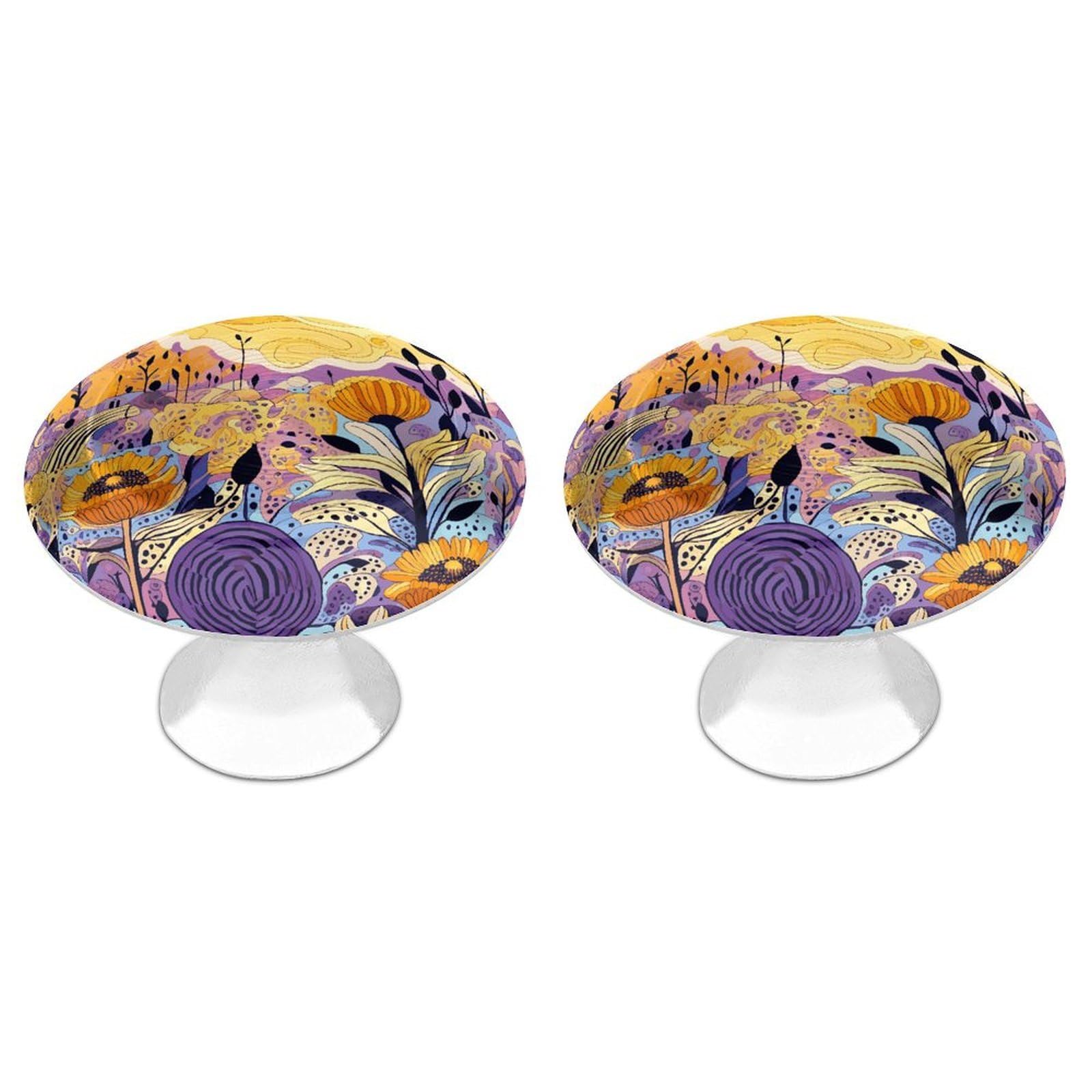 Btcowzrv Style Hand Drawn Flowers 2 Pack Cabinet Knobs Drawer Pulls