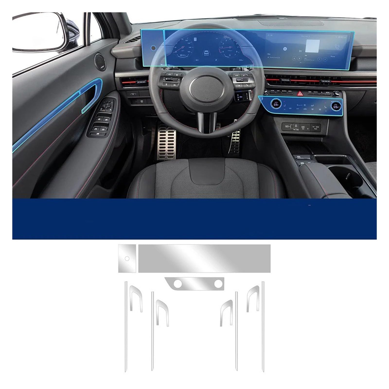 Navigation Schutzfolie Für Hyundai Für Sonata 2024 2025 2026 TPU Innen Film Center Konsole Display-schutzfolie Anti-scratch Reparatur Klare Aufkleber