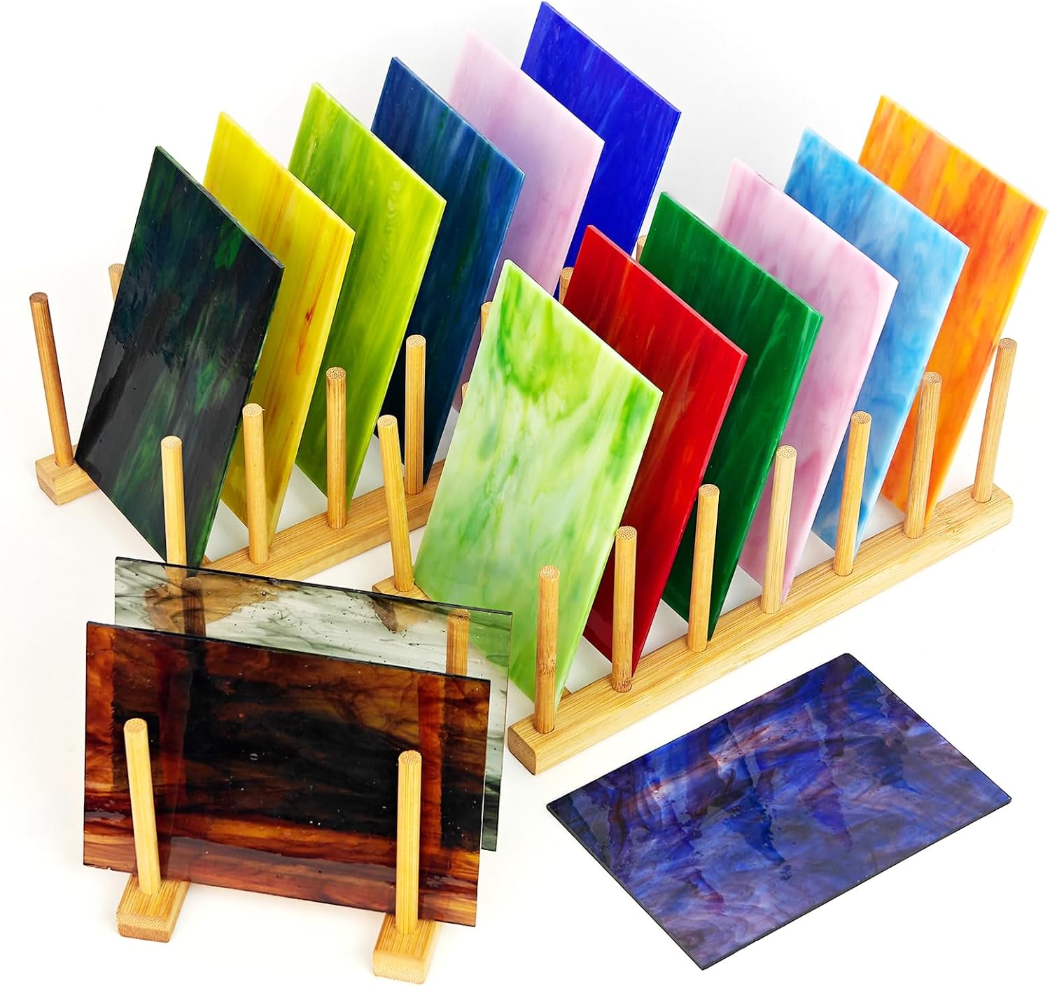 24 Pcs Stained Glass Sheets 4 x 6 Inch Rainbow Stained Glass Supplies for Craft Projects Variety Mosaic Art Mixed Color Iridescent DIY Home Decor(Colorful)