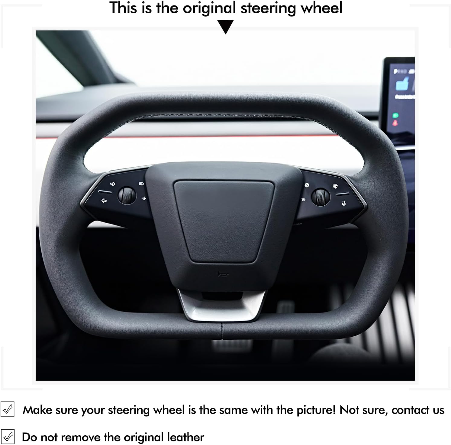 MEWANT Stitching Steering Wheel Cover for Tesla Cybertruck 2023-2024 Steering Wheel Wrap Cybertruck Interior Accessory