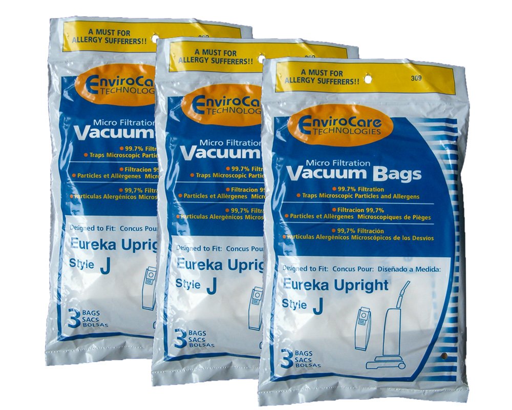 EnviroCareReplacement Micro Filtration Vacuum Bags Made to Fit Eureka Style J Uprights 9 Pack