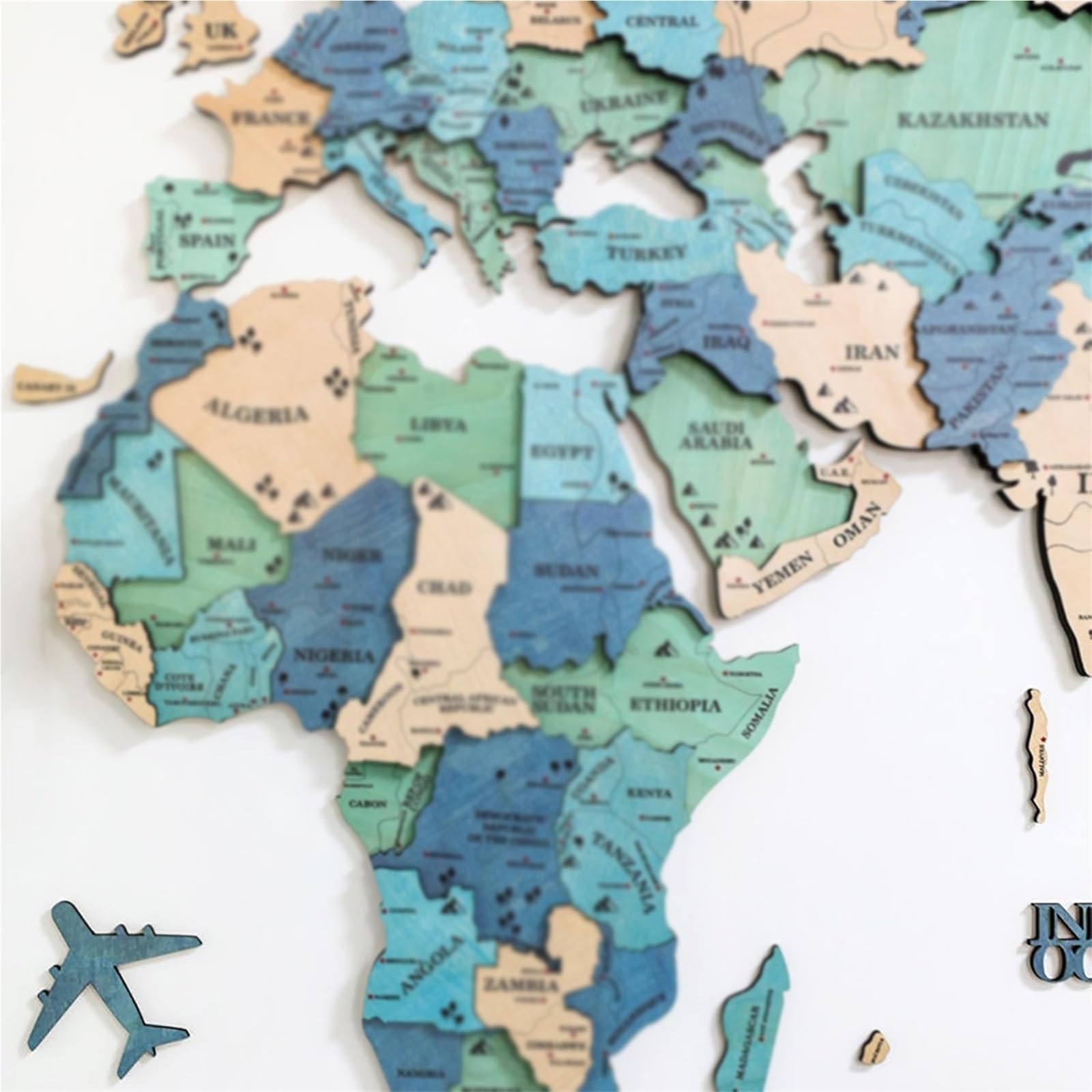 Mapa decorativo para pared en 3D, mapa del mundo de madera acrílica extragrande con 200 chinchetas de bandera, obra de arte moderna creativa para el hogar y la oficina