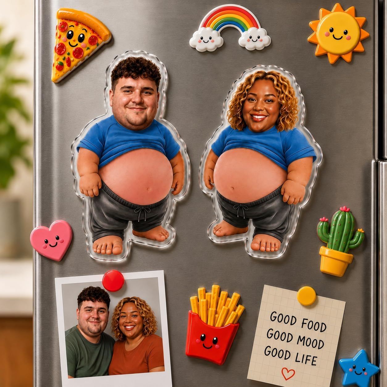 Custom Face Squishy Belly Fridge Magnet, Personalized Photo Funny Anti-Collision Acrylic Fridge Magnets, Cute Dad Belly Magnet - Funny Father's Day Birthday Gift for Daddy Husband Grandpa