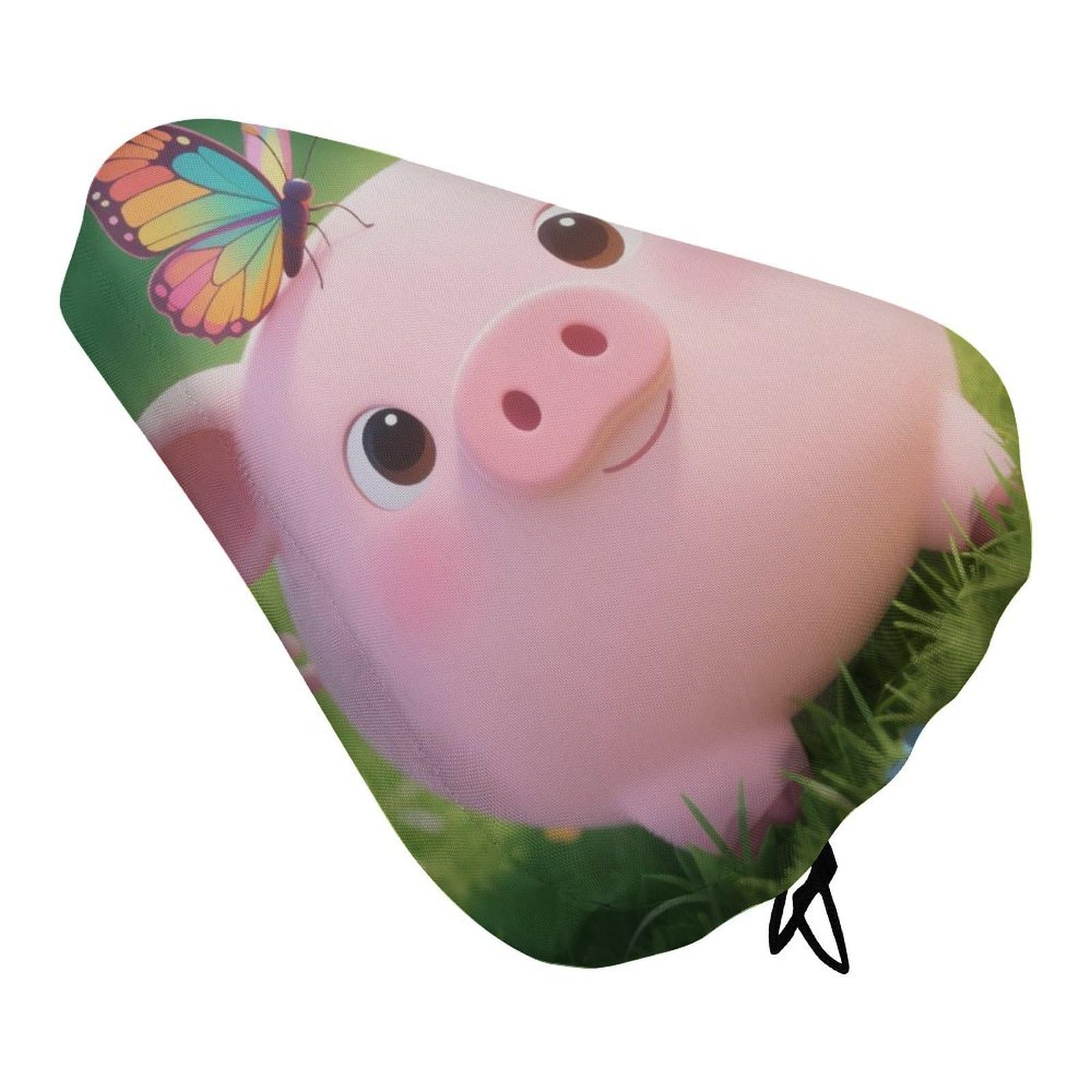 Pig Bike Seat Cover Waterproof Bicycle Seat Cover Rainproof Bike Saddle Cushion Covers Protector with Drawstring Washable Bike Saddle Cover for Women Men City/Mountain