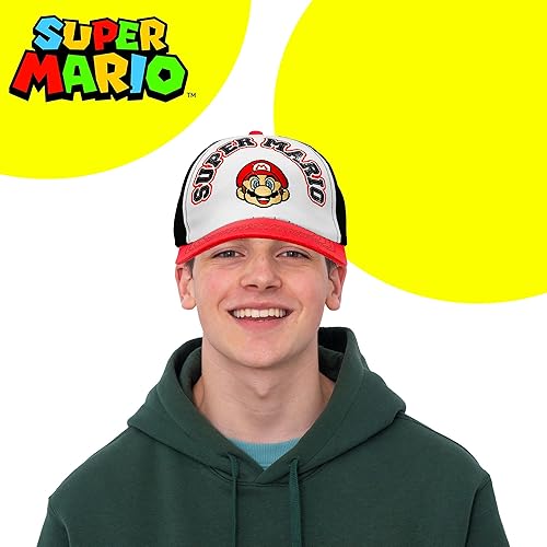Miniatura 8 de Nintendo Super Mario - Gorra de béisbol para hombre, cierre a presión ajustable, 100% algodón, color rojo y negro, talla para adulto