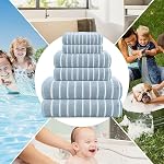 CASA COPENHAGEN Ecstatic 6 Ensemble de serviettes en pièces- Bleu poussiéreux, 600 GSM 2 Serviette de bain 2 Serviette à main 2 Lavabo, Conçu au Danemark en coton égyptien doux pour salle de bain, cuisine & Douche