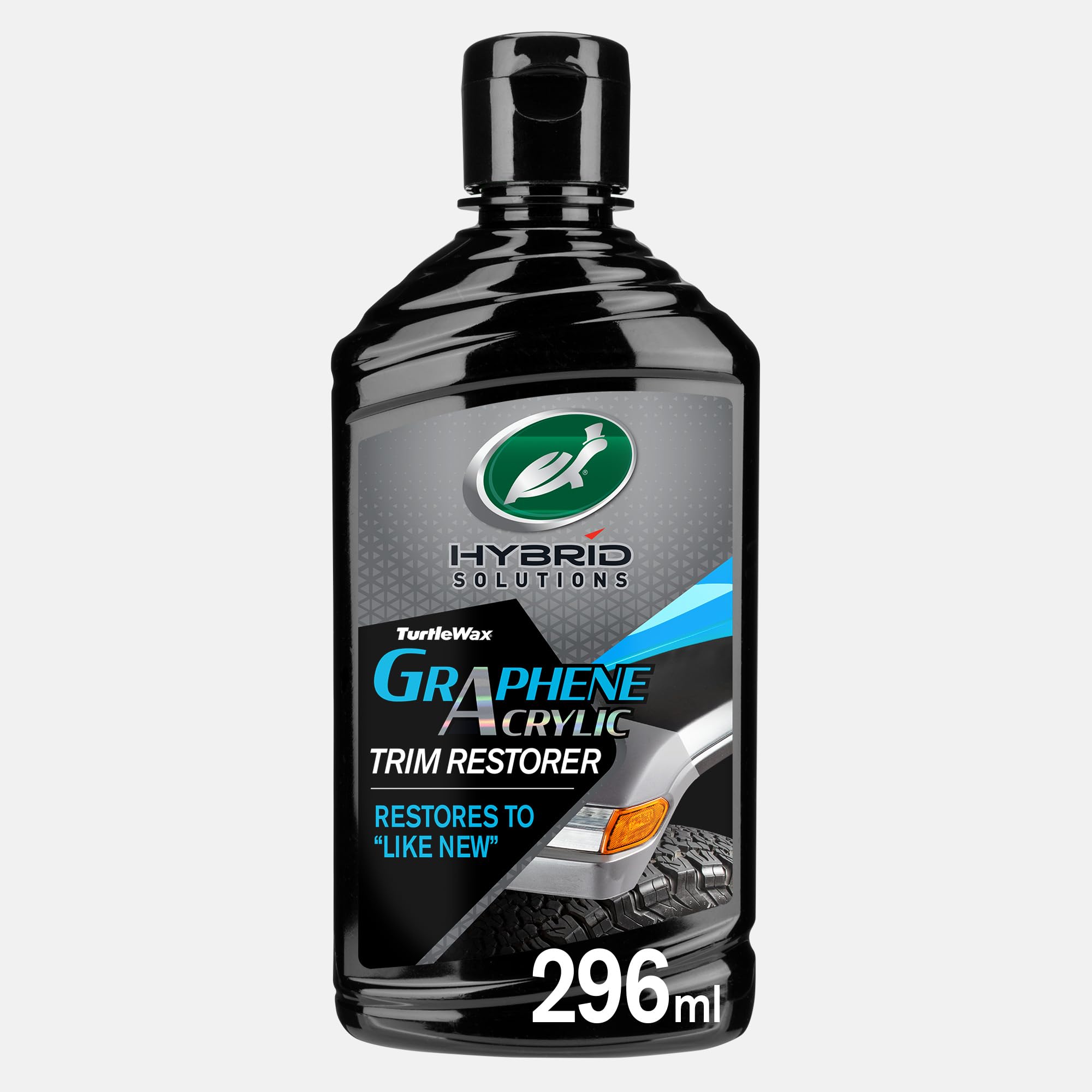 Turtle Wax Hybrid Solutions Graphene Acrylic Black Trim Restorer, 295 ml, Revives Exterior Car Plastic to Like New Condition, Won't Wash Off, Superior UV Protection