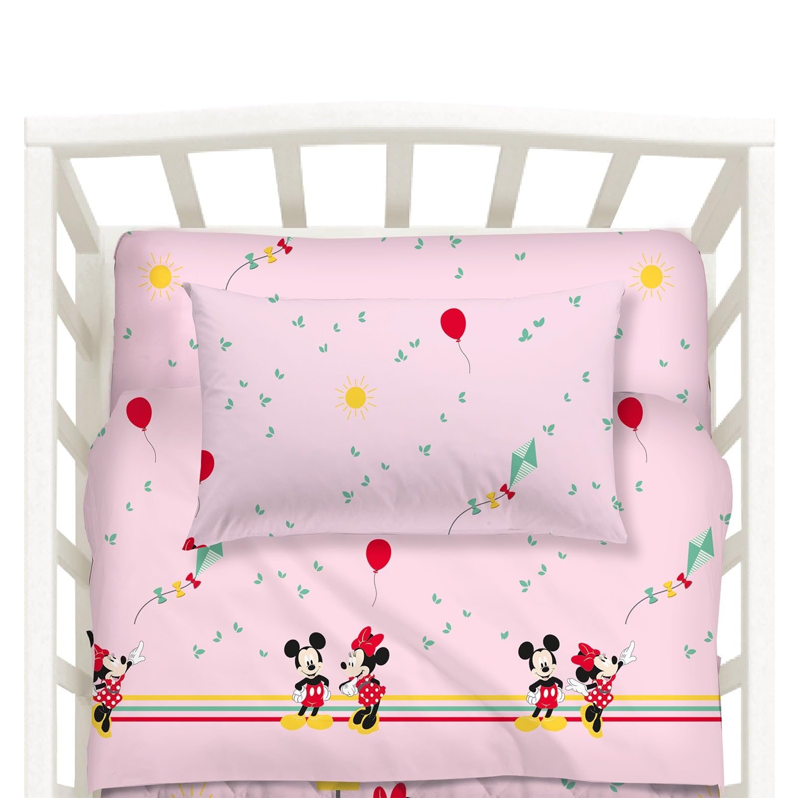 Caleffi Minnie&Mickey - Juego de sábanas, algodón, Rosa, Baby