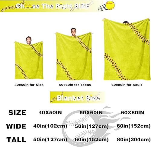 Miniatura 3 de Manta de sóftbol para mujeres y hombres, perfecta para madres de sóftbol, cumpleaños y 60 x 80 pulgadas