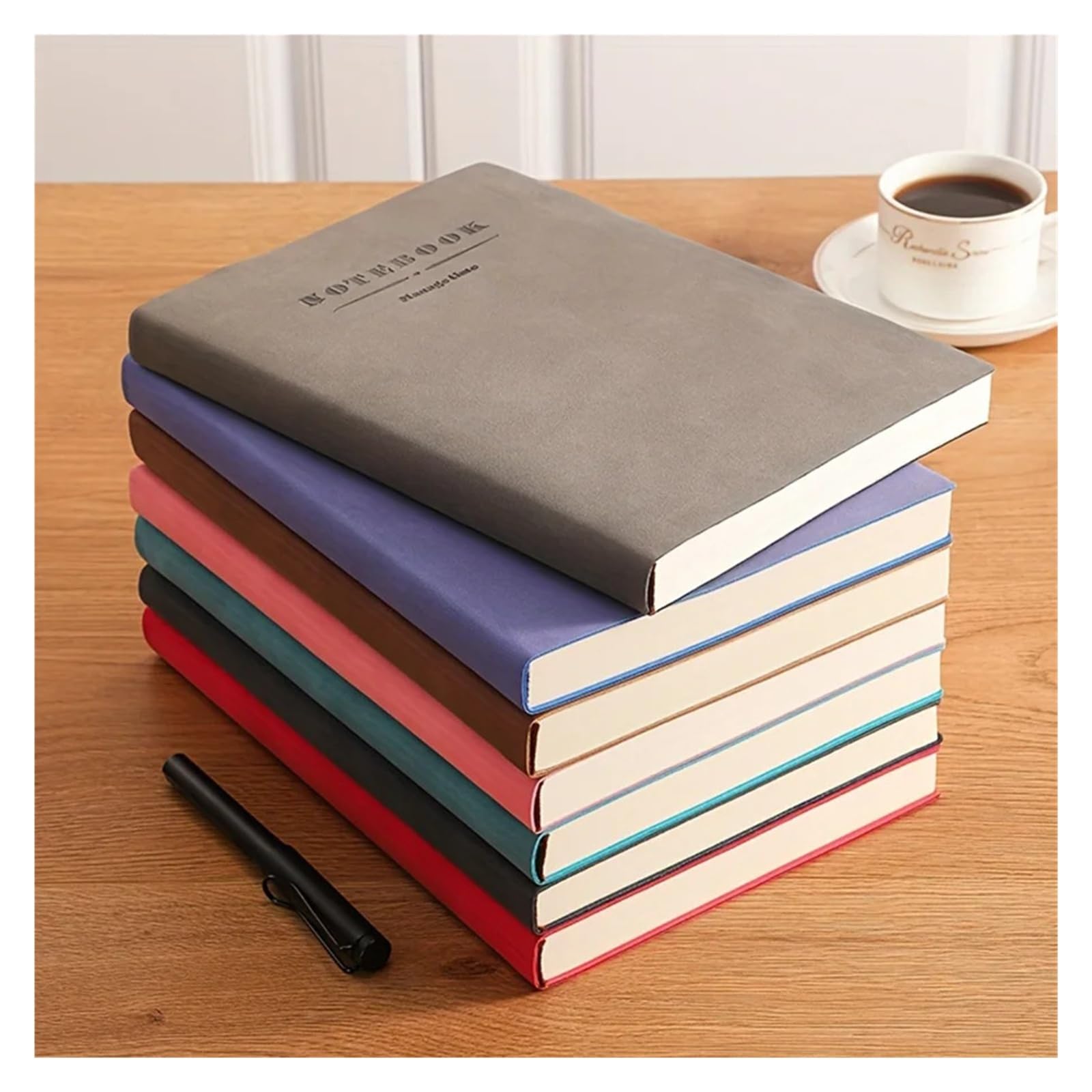 Quaderno combinato in morbida pelle, diario personalizzato con copertina morbida e segnalibro, blocco note portatile for riunioni di lavoro e uso in ufficio(Khaki)