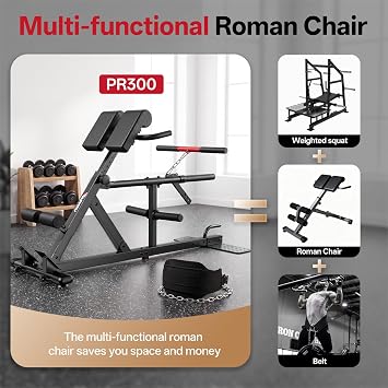 PASYOU All-in-One Roman Chair, Back Extension with Strength Belt Squat