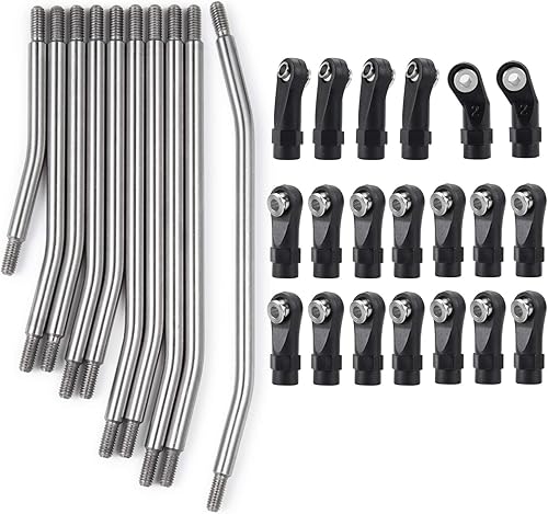 Miniatura 2 de SWX Varilla de tracción de dirección de acero inoxidable 12.323 in enlace enlace para 110 RC SCX10 II 90046 actualizaciones Crawler RC Car