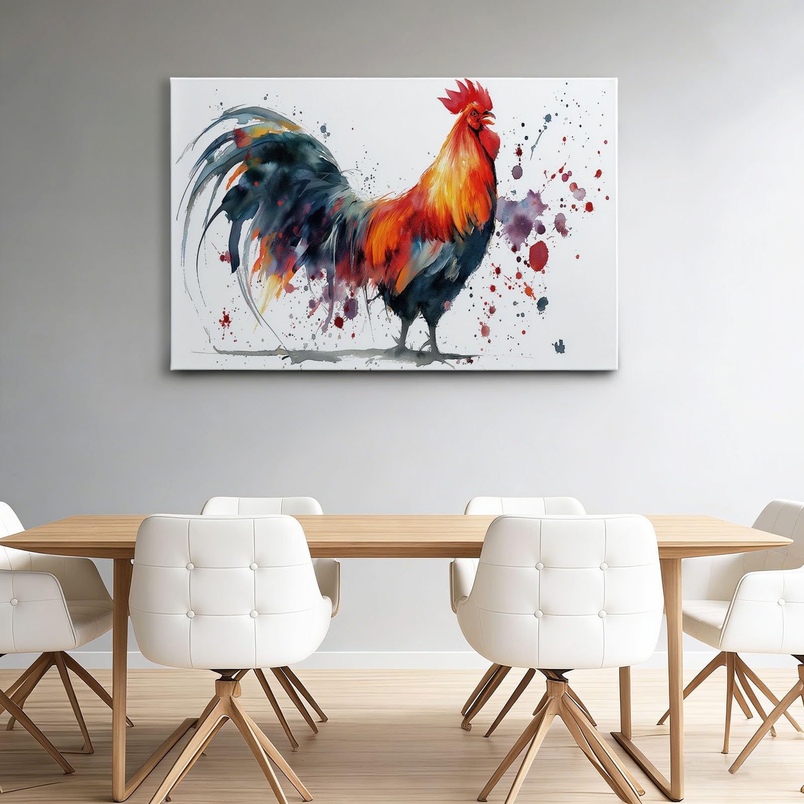 Stampa artistica da parete su tela, stampa su tela con gallo animale di campagna, 99 x 50,8 cm, dipinti senza cornice, belle immagini rustiche da parete, poster bianchi o soggiorno, bagno, camera da