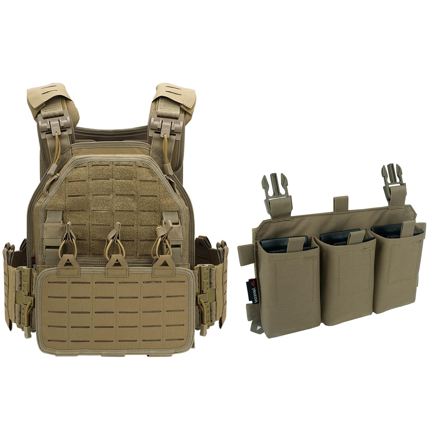 YAKEDA Weighted Vest combined with Triple Mag Pouch