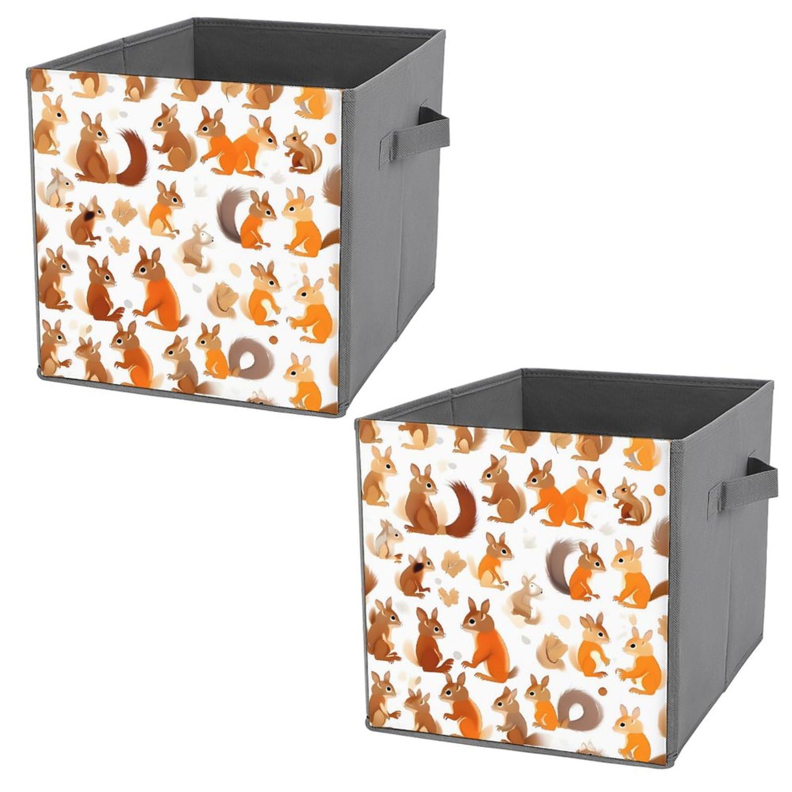 Boîtes de rangement pliables écureuils et poignées en cuir de qualité supérieure