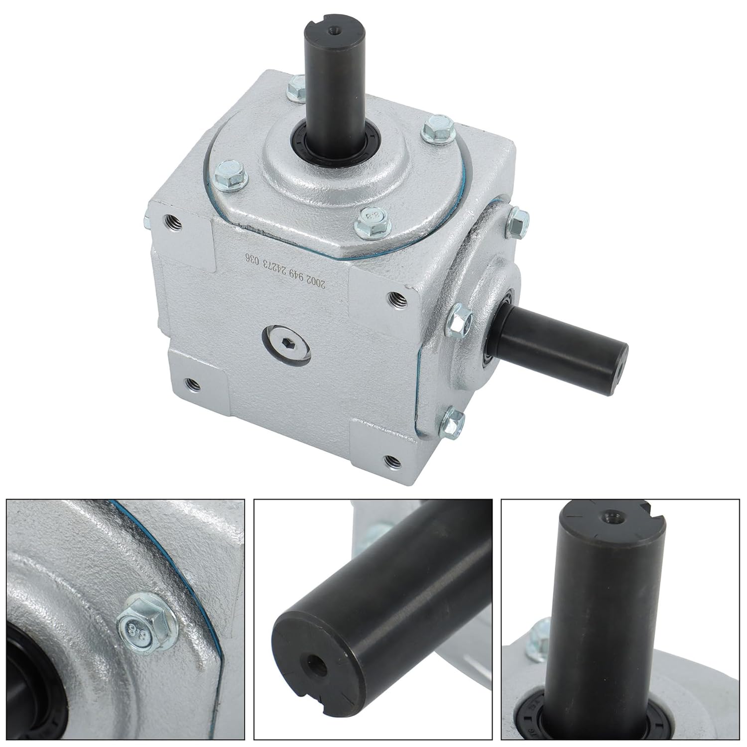 kimllier 19455-SR-KW-KW-GR Right Angle Gearbox with 2 Keyed Shafts CW/CW 1:1 40HP for Mechanical Equipment