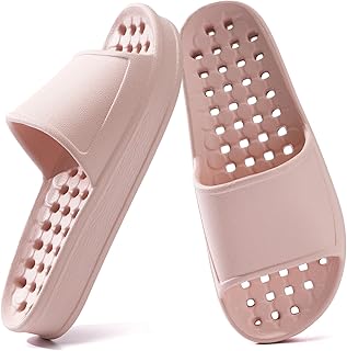 Shower Shoes for Women and Men with Drain Holes Massage Slide Sandals Soft Cushioned Anti-Slip Pool Slides Comfort Thick Soled Gym Shower Shoes Quick Drying Bathroom Spa Slippers