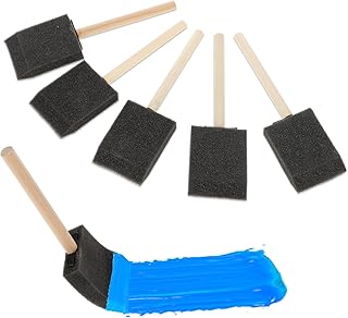5 Stück Schwammpinsel, Schaumstoffpinsel 5 cm Holzgriff Stupfpinsel Hartholz Griffe Schaumstoff Pinsel Waschbare Schaumsto...