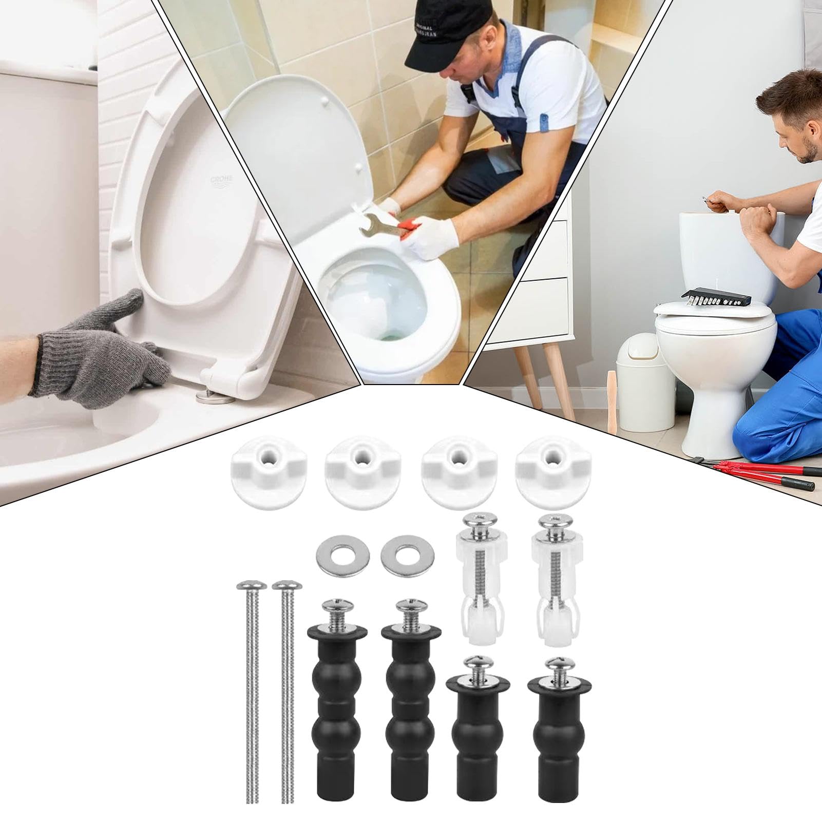 Set di cerniere per sedile WC, cerniere in lega di zinco con viti, raccordi per coperchio WC, sedile WC universale, chiusura per coperchio WC (oro) | Leroy Merlin