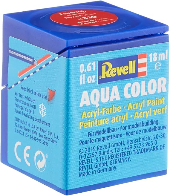 Revell Aqua Color Su Bazlı Maket Boyası Yarı Parlak - Ateş Kırmızısı 18ml-36330