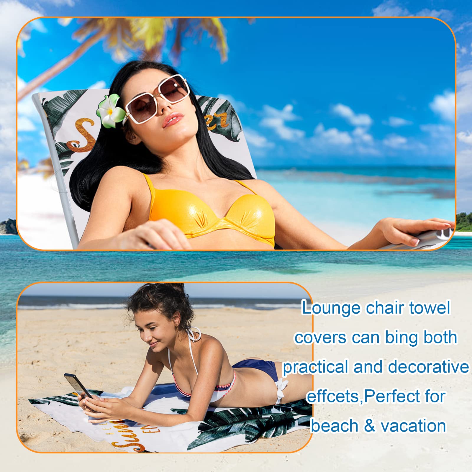 Fundas Tumbona con Bolsillo,Toalla de Playa de Secado rápido para Silla de Playa/Colchoneta Tumbona Jardin,Funda Protectora para Cojines Tumbonas,Microfibra Cubierta para Silla de Piscina