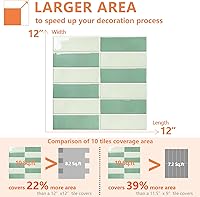 Vista 2 de STICKGOO Azulejos autoadhesivos para salpicaduras de 10 hojas, azulejos autoadhesivos de 12 x 12 pulgadas, protector contra salpicaduras