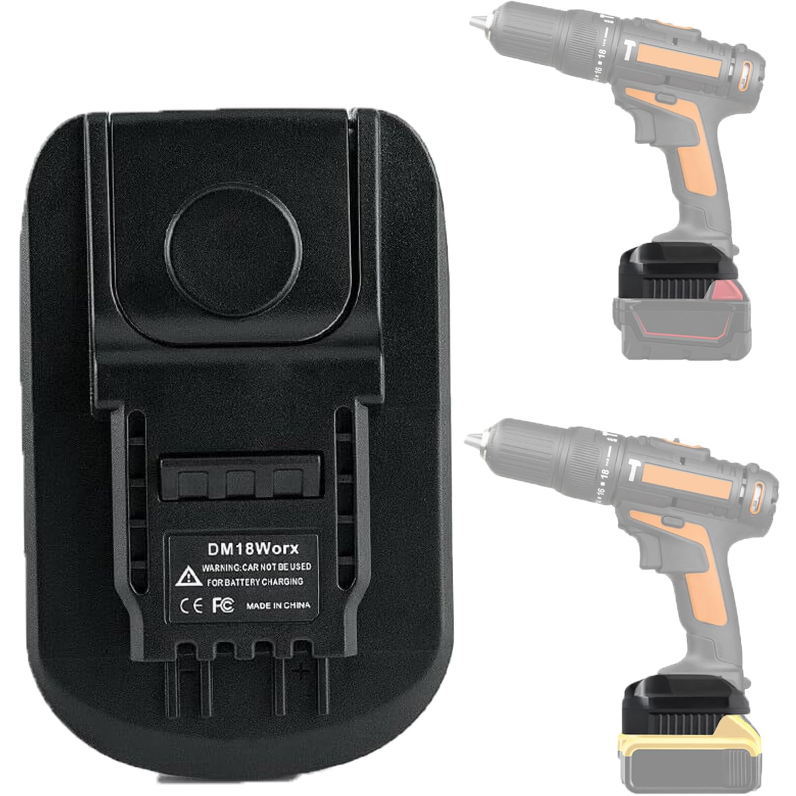 Adaptateur de batterie 20 V pour Dewalt & Milwaukee vers Worx, compatible avec les batteries Dewalt & Milwaukee pour les outils à batterie Worx 20 V