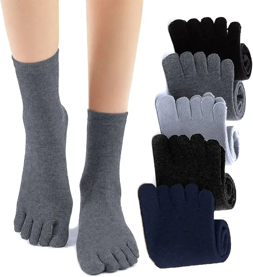 5 Pairs Toe Socks Running Five Finger socks,Men's Toe Socks Cotton Running Five Finger Mini Crew Socks,running socks,Sports Toe Socks,Breathable Five Finger Socks,UK 6-10/Eur 39-45