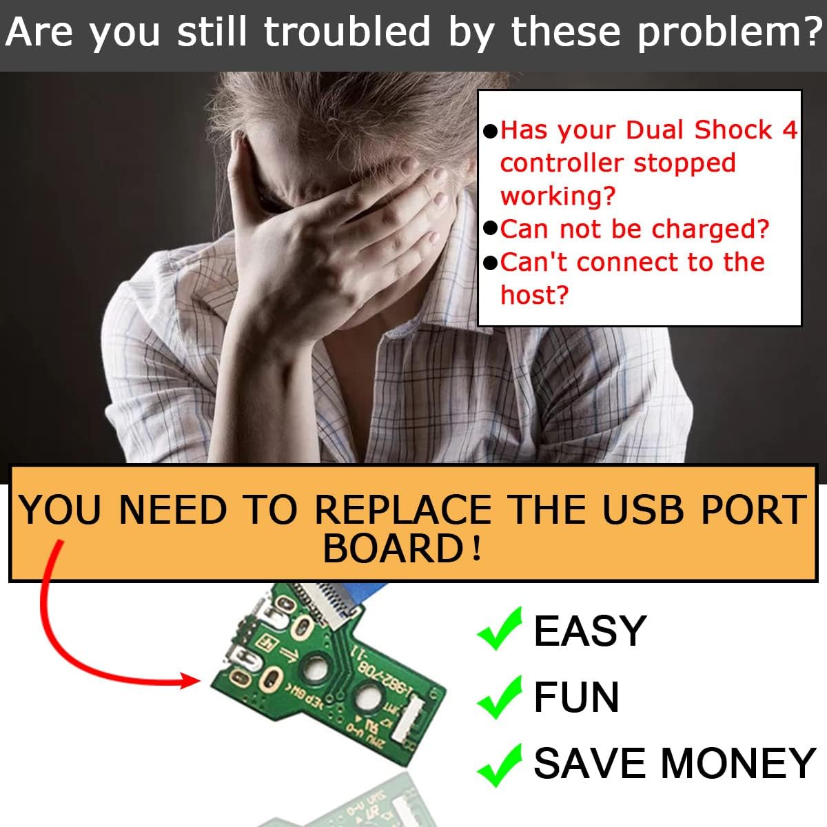 JDS-055/JDS-050 Replacement Micro USB Charging Port Adaptor Repair Part Charger Socket Circuit Board with 12 Pin Flex Cable for Playstation for PS4 Wireless Controller
