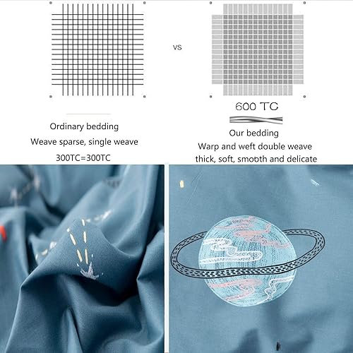 Miniatura 4 de FADFAY Juego de funda de edredón tamaño individual XL, 100 % algodón, color blanco y azul marino, reversible, para dormitorio universitario, juego