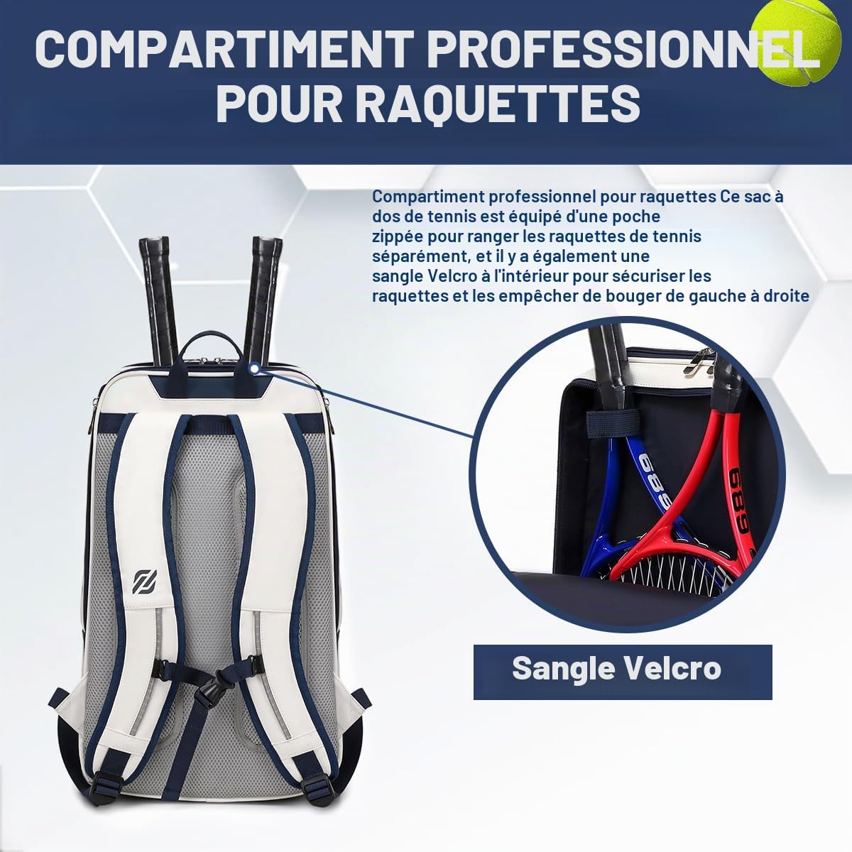 TILDOSAC Tennistasche Schlägertasche für Tennis Padel, Grand Sport Pickleball Sac für Männer Frauen mit Chaussure, Manche pour Ordinateur Portable, fenêtre Crochet, Manche à Balle